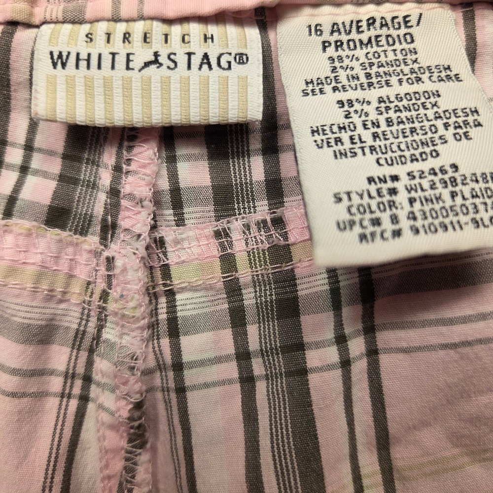 White Stag Shorts Women‎ 16 Pink Plaid Stretch Cotton Casual Preppy Summer - Picture 2 of 8